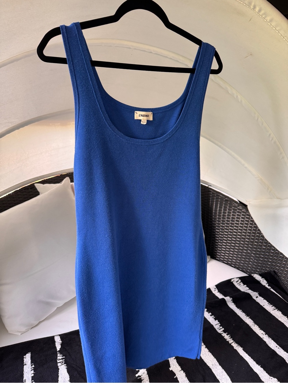 L'AGENCE Tank Dress Knit Royal Blue Knit Scoop Tank XL EUC Women